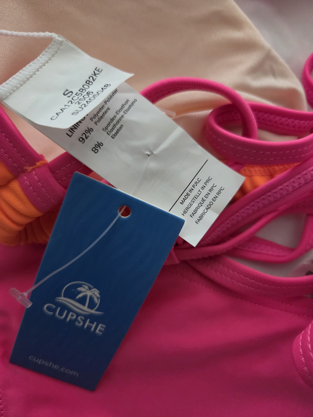Cupshe Neon Pink & Orange  Two-Piece Bikini Small - Picture 3 of 3